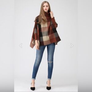 Chicwish TURTLENECK CAPE SWEATER IN CARAMEL (my7)